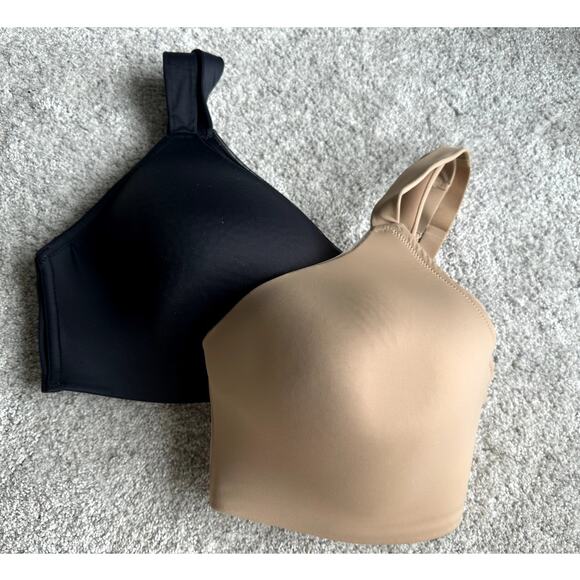 Lot of 2 Auden 40DDD Lightly Lined Wireless Black Beige Comfort Bra Great Shape - Picture 1 of 7